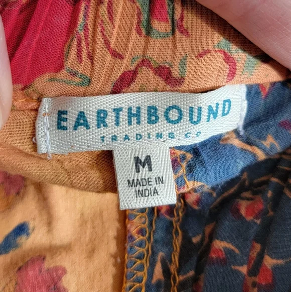 Earthbound Trading Co. Patchwork Pants Size M 100% Cotton Boho Hippie Festival - Picture 6 of 8